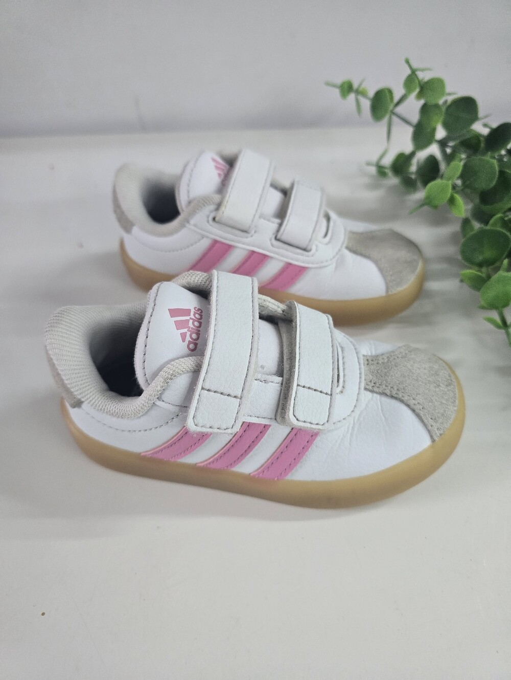 Adidas Toddler White Pink Court Sneakers